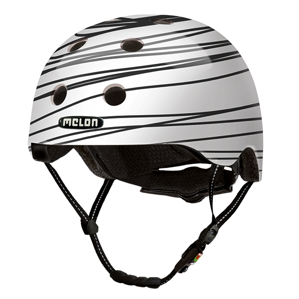 White Melon Bicycle Helmet with loads of black doodle lines