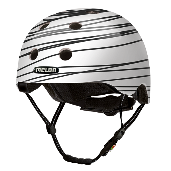 White Melon Bicycle Helmet with loads of black doodle lines 