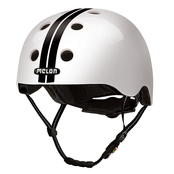 White Melon Bicycle Helmet with 2 small black stripes