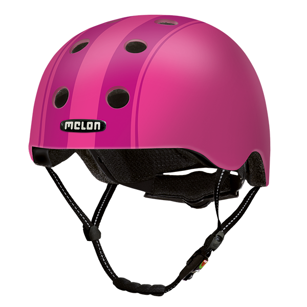 Pink Melon Urban Active Helmet with dark Pink Stripes called "Decent Double Purple"