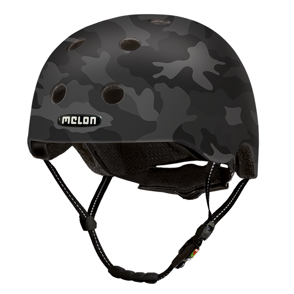 Black and Grey Melon Bicycle Helmet with a camouflage pattern called "Camouflage Black"
