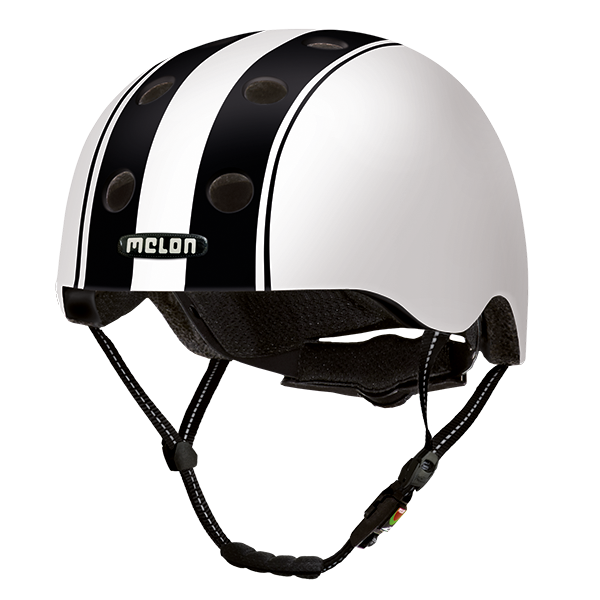 White Melon Bicycle Helmet with two black stripes