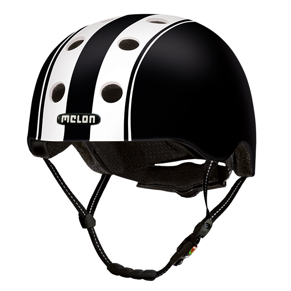 Black Melon Biycle Helmet with two white stripes