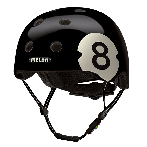 Black Melon Bicycle Helmet featuring a Billard Ball Design