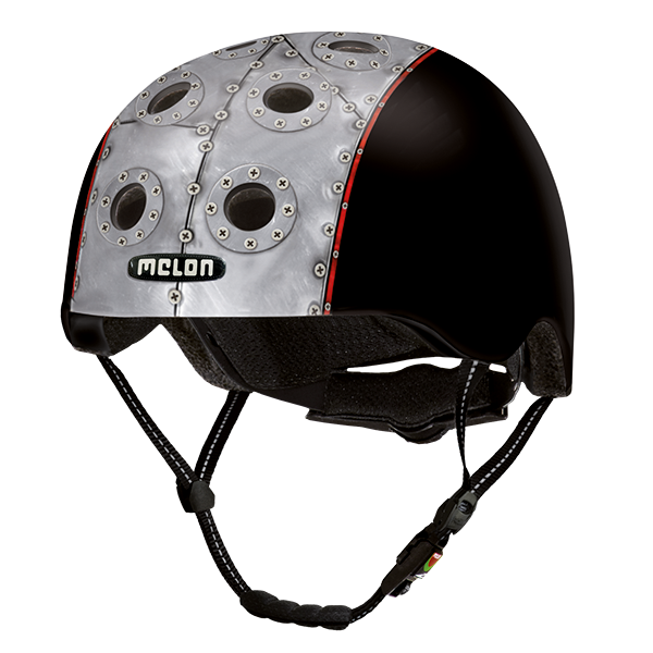 Black Melon Bicycle Helmet with Screws resembling an airplane