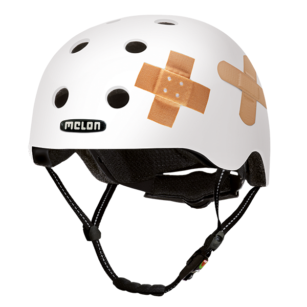 White Melon Bicycle Helmet with 2 band aids on the side