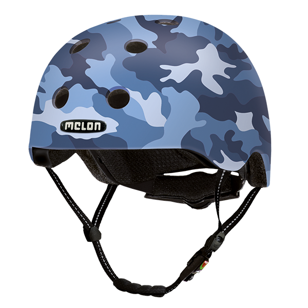 Blue Melon Bicycle Helmet with a camouflage pattern called "Camouflage Blue"