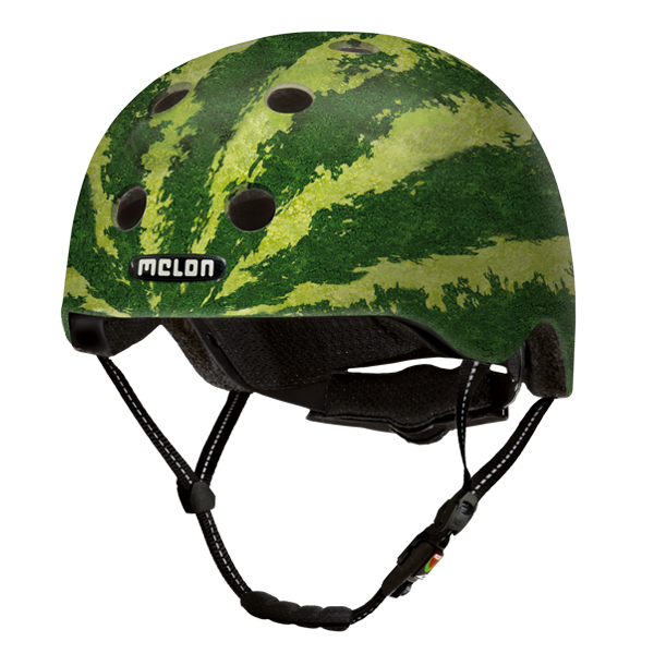 Green Melon Bicycle Helmet depicting a realistic looking watermelon