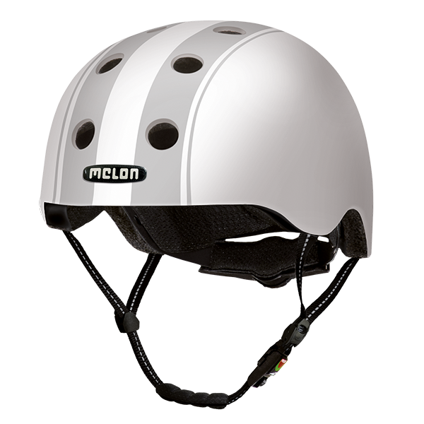 White Melon Urban Active Helmet with light grey Stripes called "Decent Double Grey"